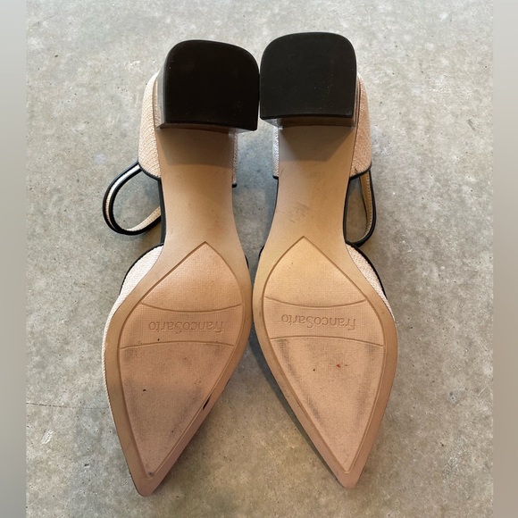 Franco Sarto Raffia Pointed Toe Slingback Block Heels Women’s 9 Neutral Shoes - Picture 6 of 8